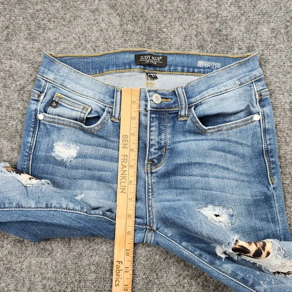 Judy Blue Jeans Womens 5/27 HighRise Skinny Fit Blue Leopard Stretch Denim Pants - Picture 10 of 14